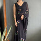 Aayaa Designer 1 min Hand Painted Ready to Wear saree - Black | Swadesiicart
