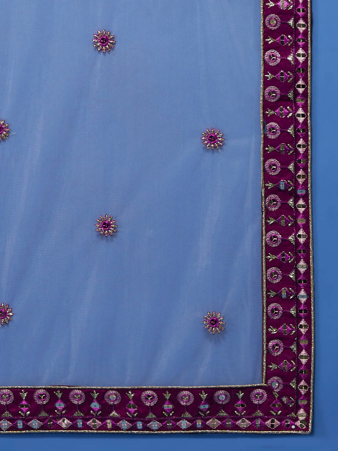 House of Panchhi Women Burgundy Pure Georgette Sequinse Embroidered Lehenga & Blouse, Dupatta | Swadesiicart
