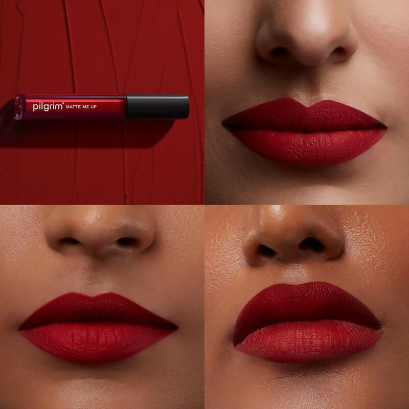 Pilgrim Liquid Matte Lipstick with Hyaluronic Acid - The Red Stiletto - Swadesiicart