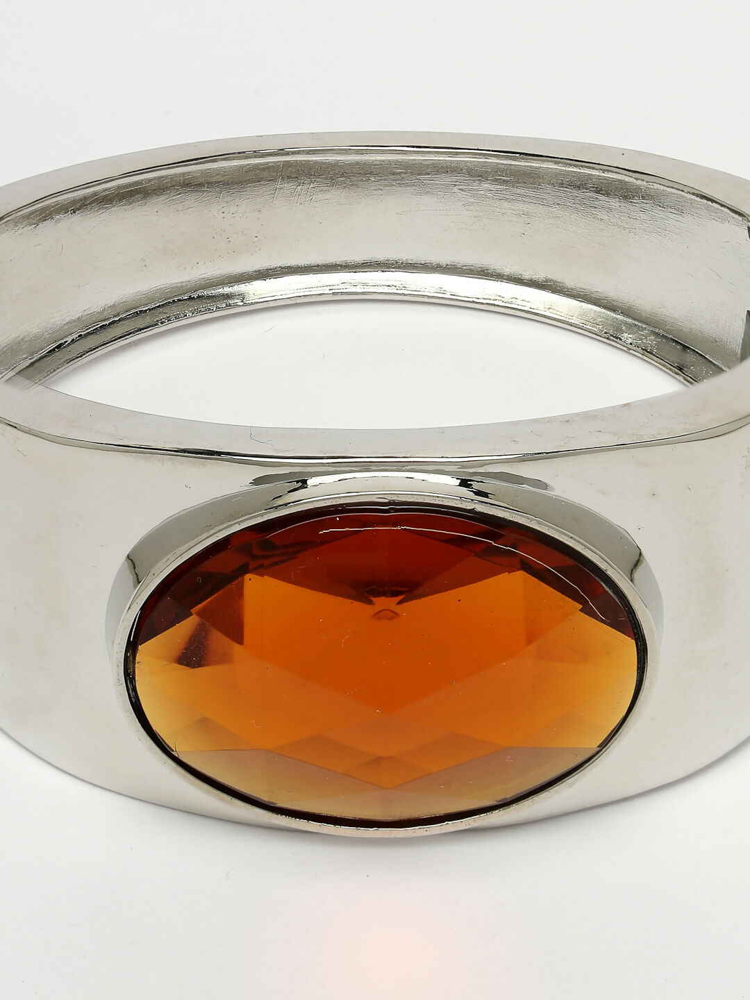 NVR Women Silver-Toned Topaz Rhodium-Plated Kada Bracelet - Swadesiicart