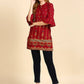Anubhutee Maroon & Golden Printed Straight Kurti - Swadesiicart