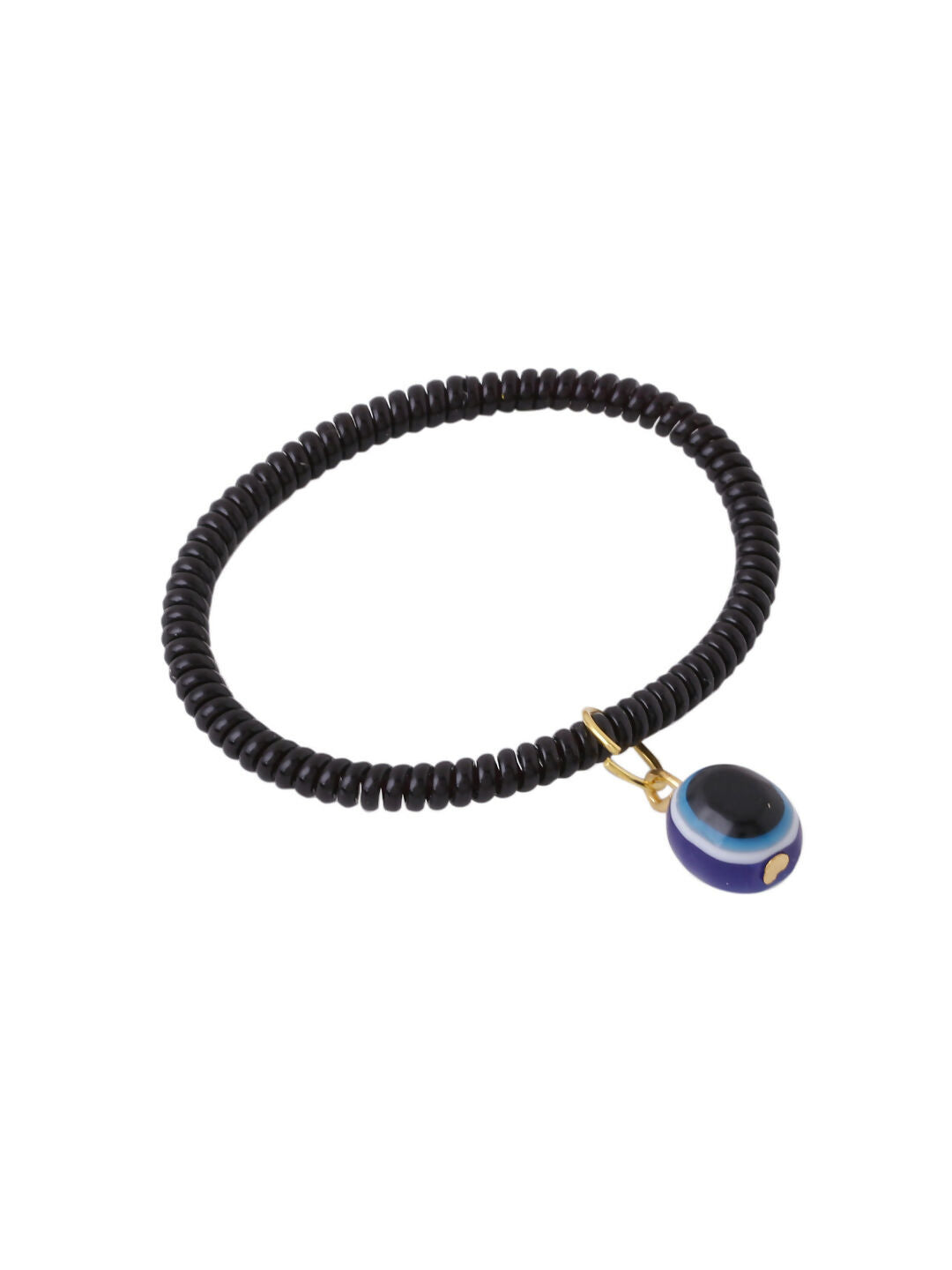 NVR Women & Men Black Evil Eye Spring Ring Rakhi With Roli Chawal - Swadesiicart