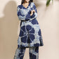 Breathables Women’S Loungewear Long Kurta Co-Ord Set Cotton Blue Floral Print