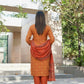 BulBul Aaliya Rust Cotton Kurta Set with Dupatta - Swadesiicart