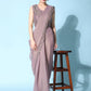 Purple Fancy Pure Fabric Plain Ready to wear Saree with stitched Blouse - Vrinda | Swadesiicart