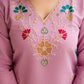 The52 Lavender Women's Gorgeous Embroidered work Viscose Gadhwal Fabric Straight Kurta, Pant and Dupatta Set - Swadesiicart
