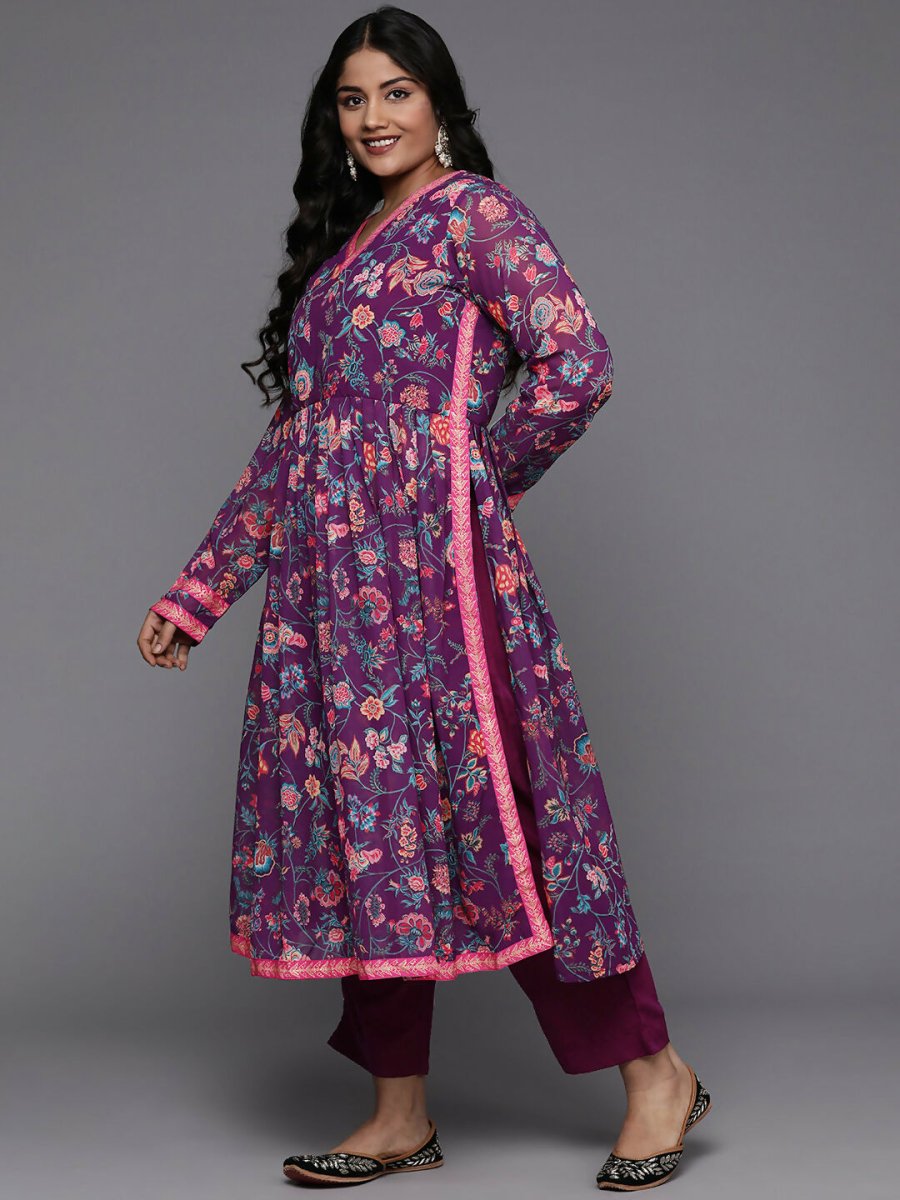 Ahalyaa Women's Traditional wear Kurta Set - Purple | Swadesiicart