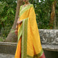 Vishnu Weaves Women's Yellow Banarasi Silk Woven Saree with Blouse - Swadesiicart
