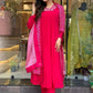 Partywear Designer Viscose Silk With Lining Red Stitched Suit With Dupatta - Tanisha | Swadesiicart