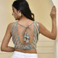 Amodini Designer Studio Teal Sequined Pearl Cutdana Sleeveless Padded Blouse