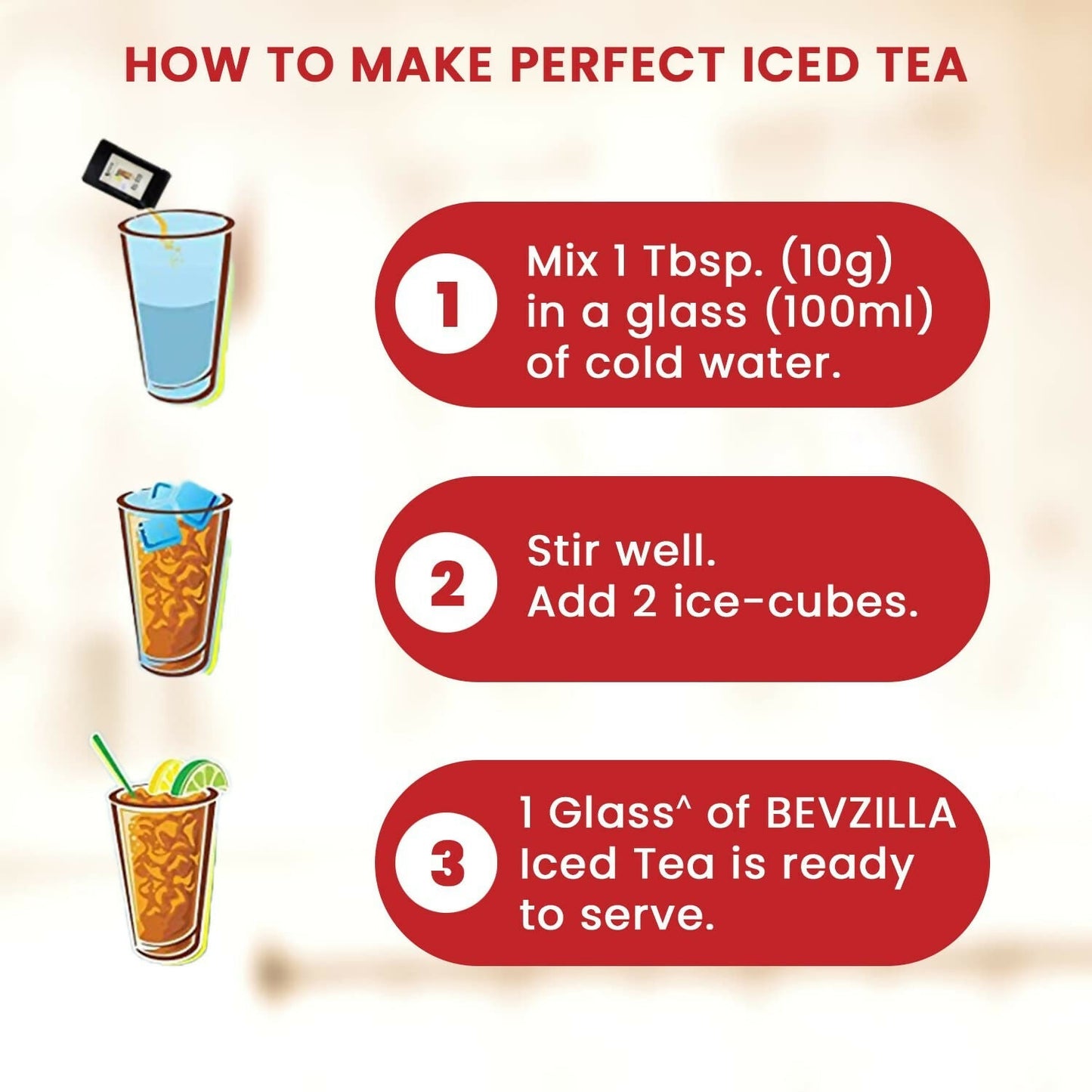 Bevzilla Instant Iced Tea Powder - Assorted 10 Flavours | Swadesiicart