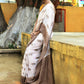 Joban Fashion Ivory Crepe Chiffon Pure Handloom Banarasi Silk Saree | Swadesiicart