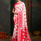 Shree Shyam Fashion Devistuti Red White Linen Cotton Saree