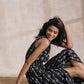 trueBrowns Black White Geometric Print Cotton Sleeveless Wrap Dress | Swadesiicart