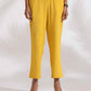 trueBrowns Yellow Cotton Slub Embroidered Straight Kurta Set | Swadesiicart