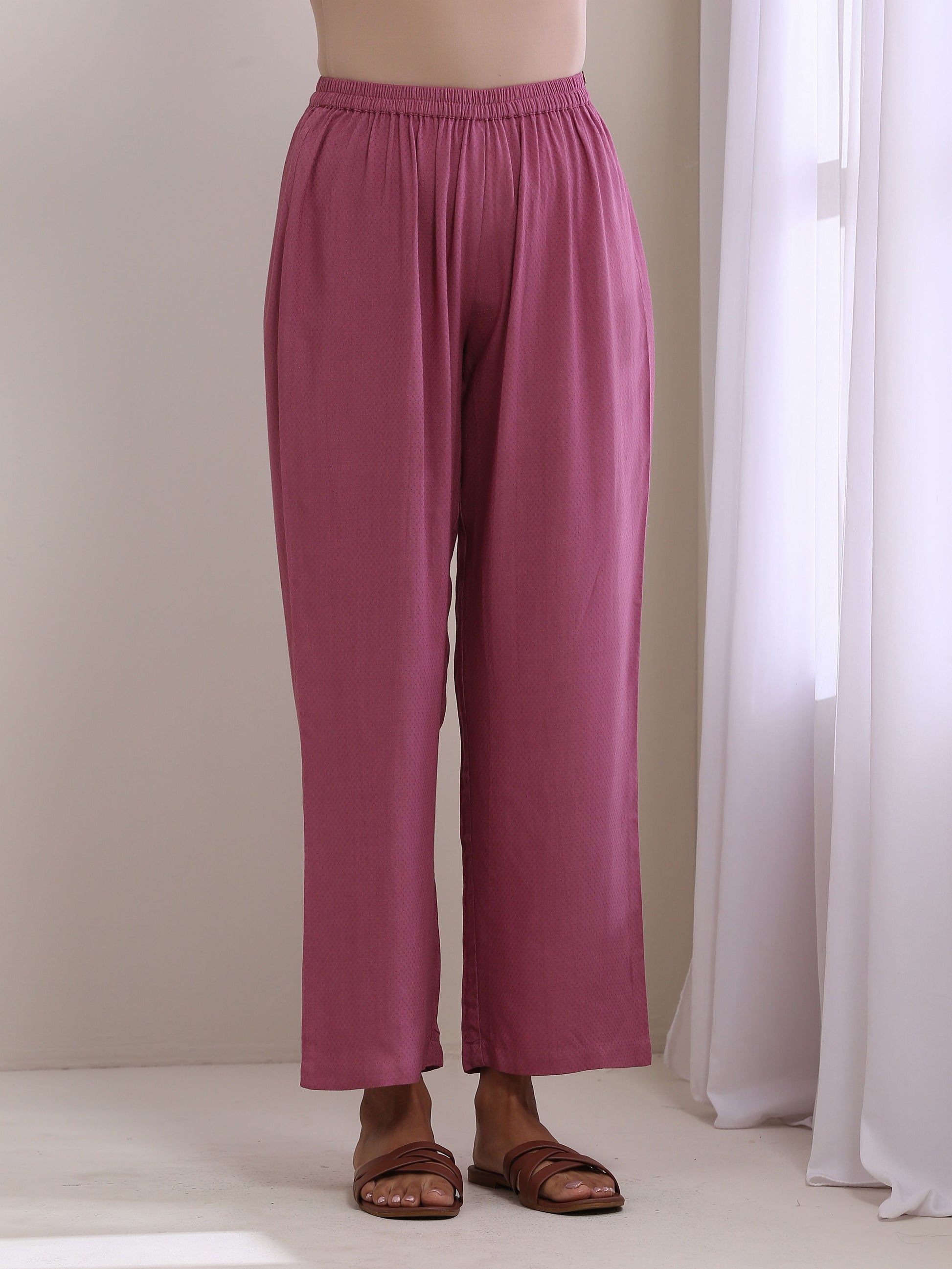 trueBrowns Onion Pink Dobby Anarkali Pant Set | Swadesiicart