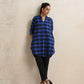 trueBrowns Blue Check Pleated Winter Top | Swadesiicart