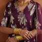 trueBrowns Purple Metallic Sharara Dupatta Set | Swadesiicart