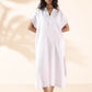 trueBrowns White Cotton Oversized Dress | Swadesiicart