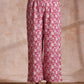 trueBrowns Pink Green Floral On White Block Print Cotton Slit Kurta Pant Set | Relove | Swadesiicart