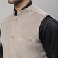Even Apparels Men's Beige Nehru Jacket With Welt Pockets | Swadesiicart