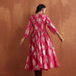 trueBrowns Pink Metallic Flared Anarkali Kurta Set | Swadesiicart