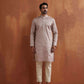 trueBrowns Men's Beige Sequin Chanderi Kurta | Swadesiicart