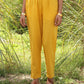 trueBrowns Mustard Cotton Embroidered Flared Kurta Set | Swadesiicart