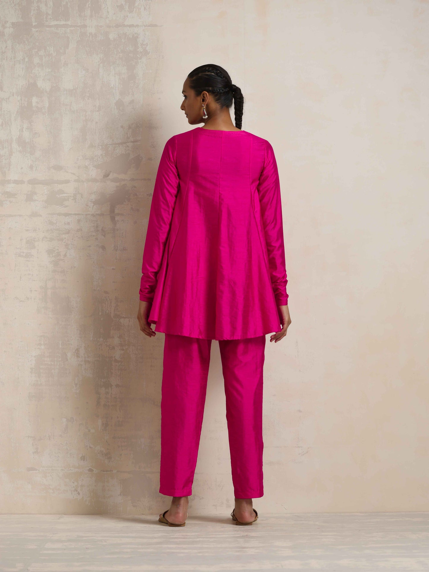 trueBrowns Pink Silk Co-ord Set - Swadesiicart