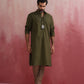 trueBrowns Men's Olive green Mandarin Collar Kurta | Swadesiicart