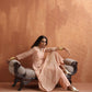 trueBrowns Blush Pink Tissue Flared Anarkali Kurta Set | Swadesiicart