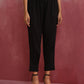trueBrowns Black Viscose Slub Pleated Kurta Co-ord Set - Swadesiicart
