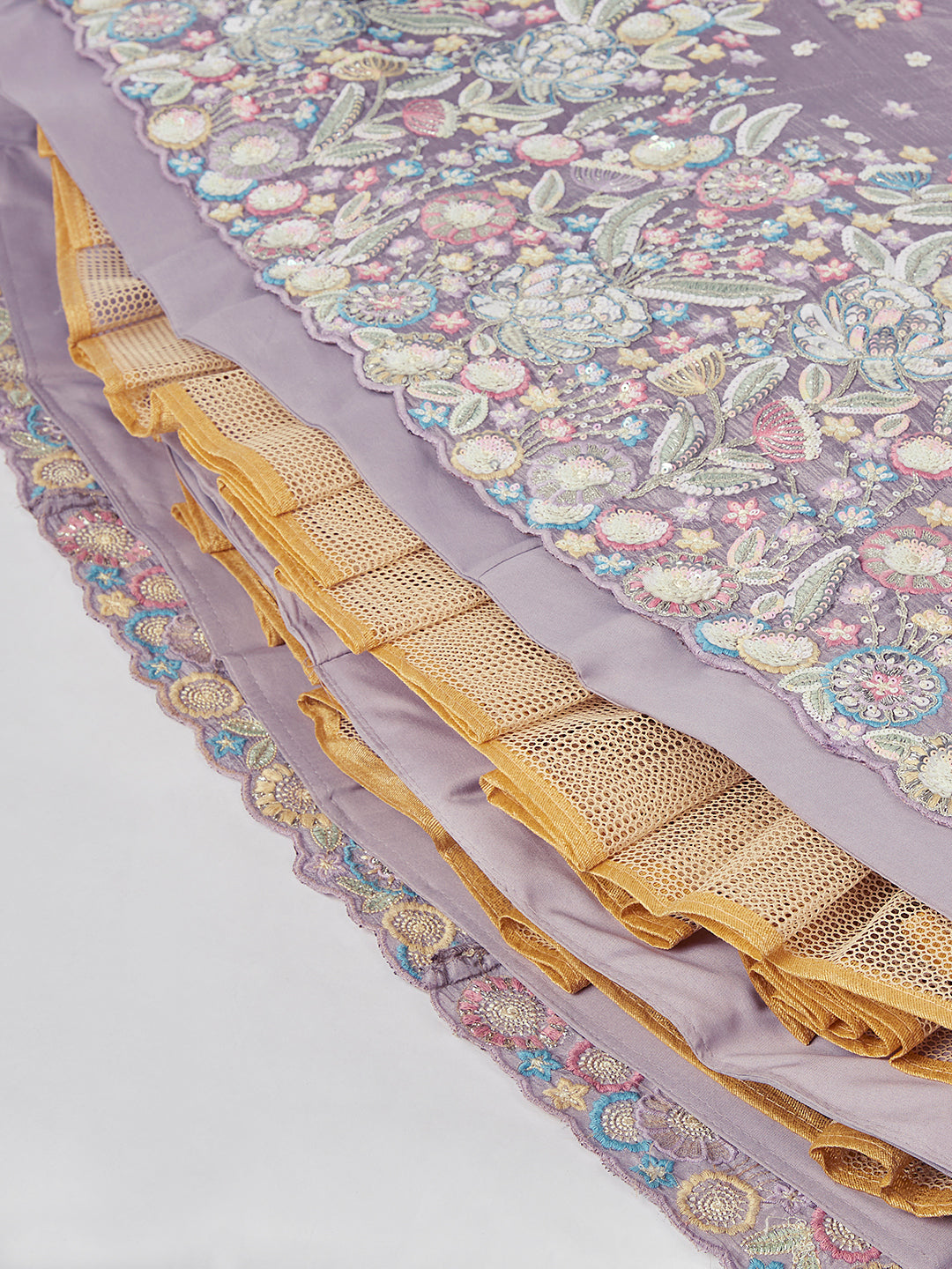 House of Panchhi Mauve Chiffon Sequins And Thread Embroidery Lehenga Choli & Dupatta | Swadesiicart