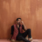 trueBrowns Men's Rust Cotton Dobby Nehru Jacket | Swadesiicart