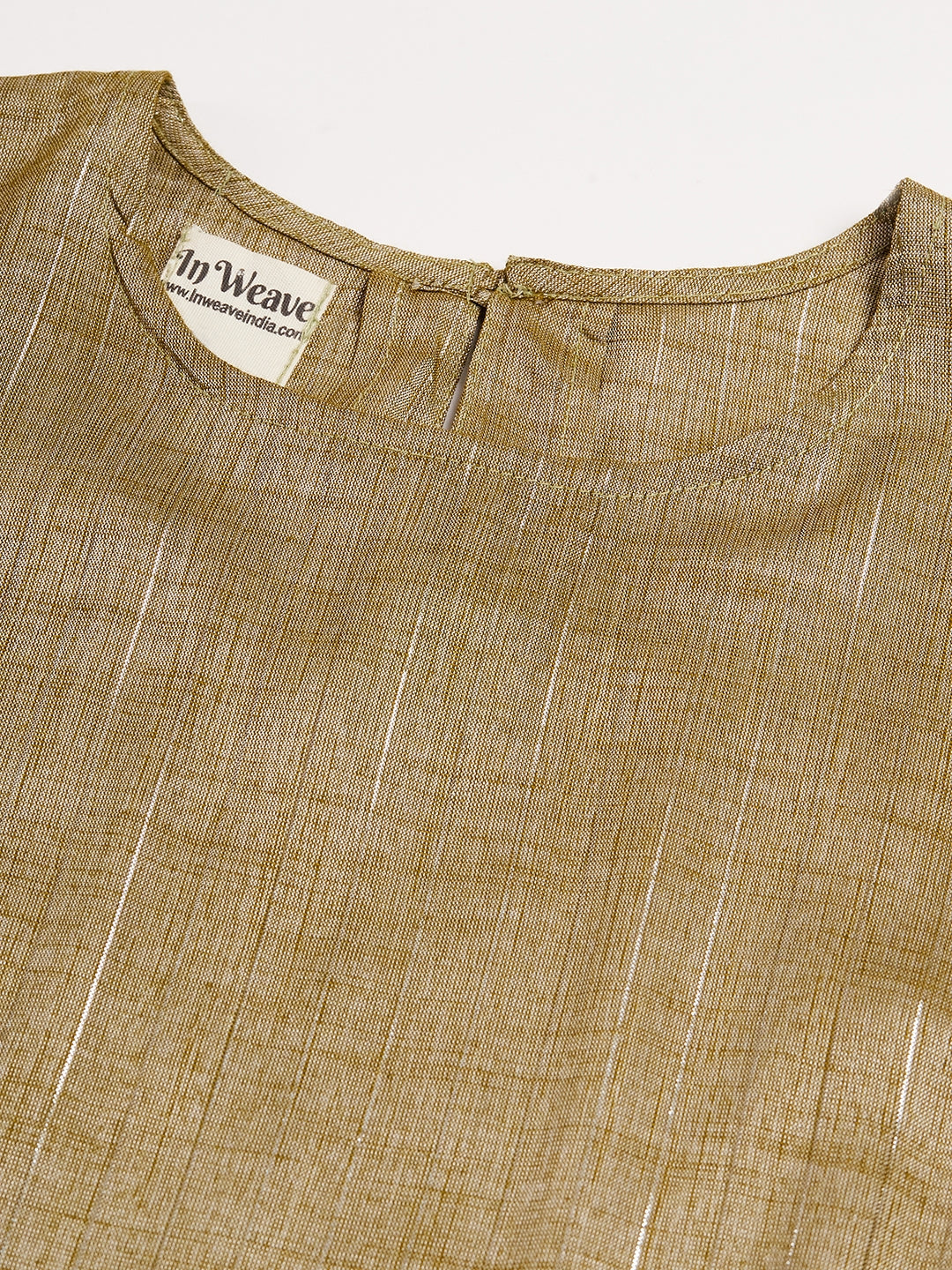 InWeave Women's Olive Lurex Short Pallazo Kurta Set - Swadesiicart
