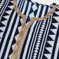 InWeave Women's White Navy Stripe Print Gota Straight Kurta - Swadesiicart