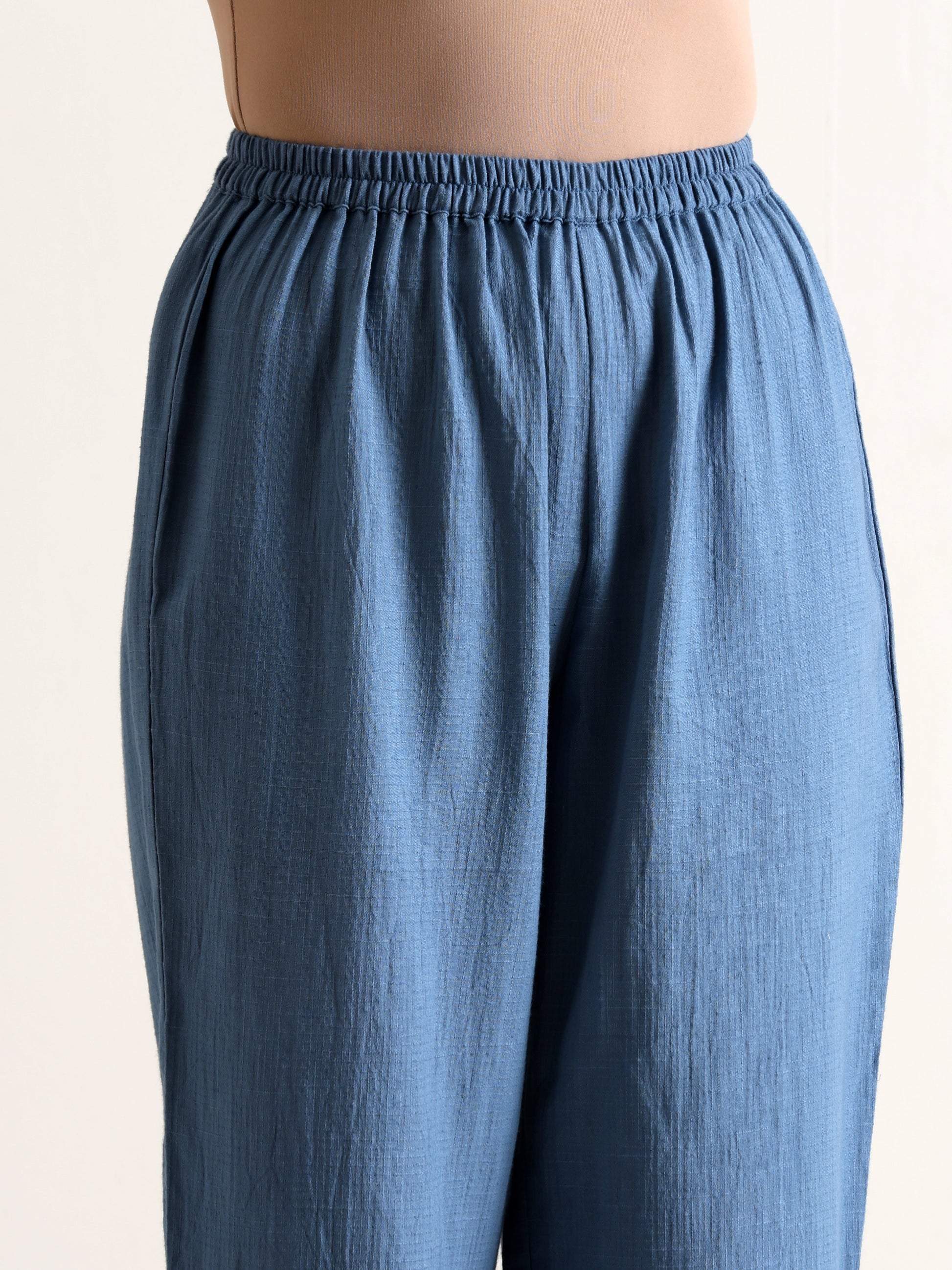 trueBrowns Light Blue Sleeveless Flared Kurta Pant Set | Swadesiicart