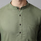 Even Apparels Green Pure Cotton Kurta With Band Collar | Swadesiicart