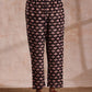 trueBrowns Black Floral Bagru Print Cotton Flared Kurta Pant Set | Swadesiicart