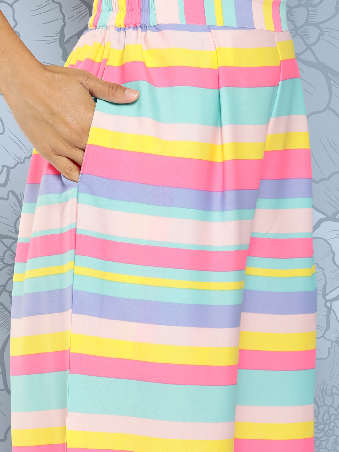 Ahalyaa Striped Empire Gotta Patti Kurta With Palazzos | Swadesiicart