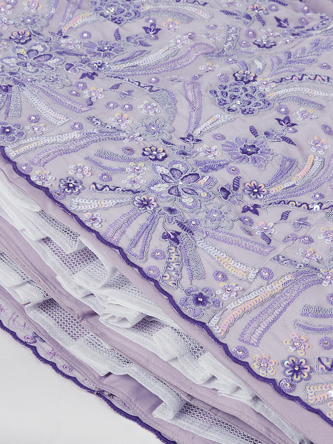 House of Panchhi Lavender Georgette Sequins And Thread Embroidery Lehenga Choli & Dupatta | Swadesiicart