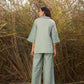 trueBrowns Blue Cotton Cutwork Embroidered Co-ord Set - Swadesiicart
