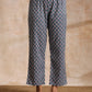 trueBrowns Steel Grey Ikat Print Cotton Gathers Co-Ord Set - Swadesiicart