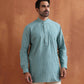 trueBrowns Men's Green Cotton Dobby Short Kurta | Swadesiicart