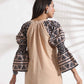 trueBrowns Beige Cotton Print Long Dress | Swadesiicart