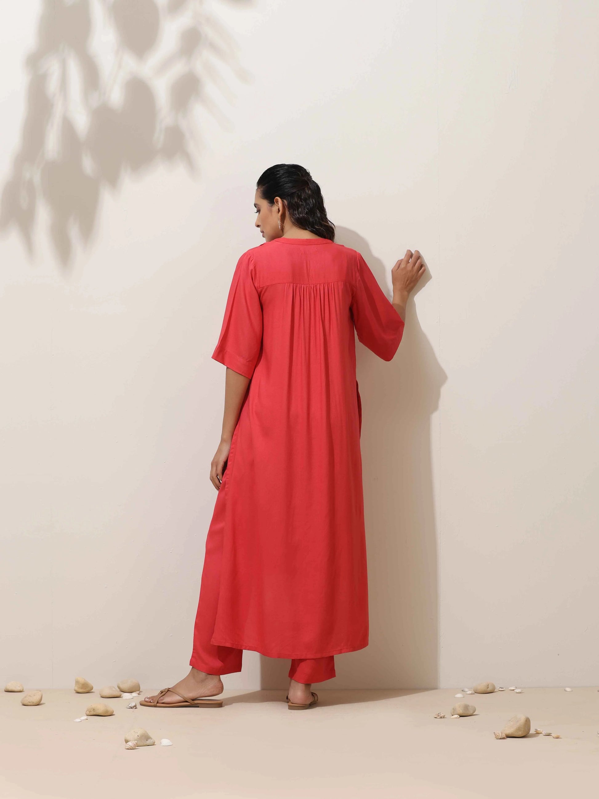 trueBrowns Coral Viscose Kurta Pant Set | Swadesiicart