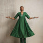 trueBrowns Dark Green Silk Arkali Flared Kurta Set | Swadesiicart