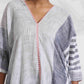 trueBrowns Off-White Cotton Multi Stripe Flared Kurta Set | Swadesiicart