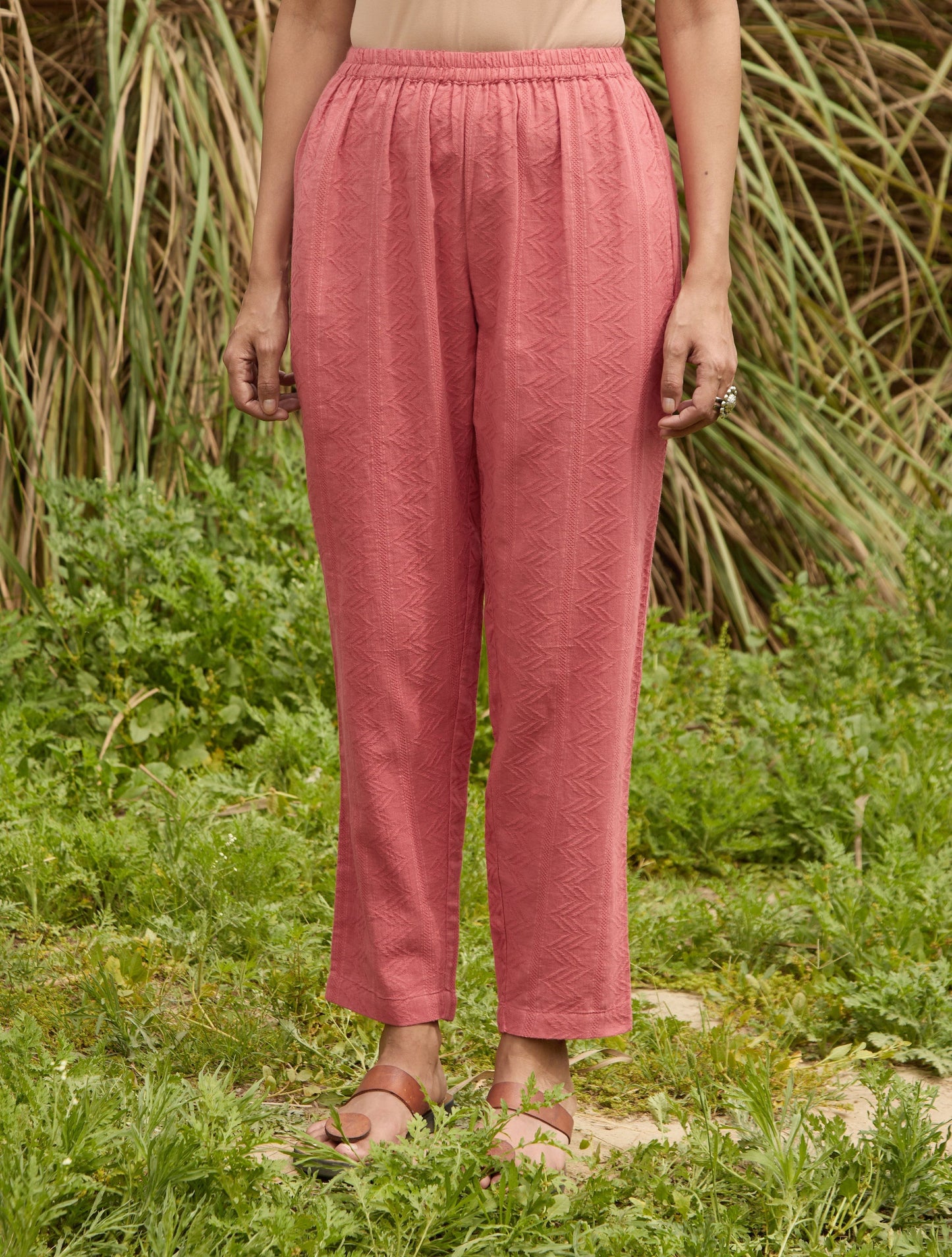 trueBrowns Coral Cotton Dobby Relaxed Co-ord Set - Swadesiicart