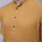 Even Apparels Mustard Pure Cotton Short Sleeves Kurta With Band Collar | Swadesiicart